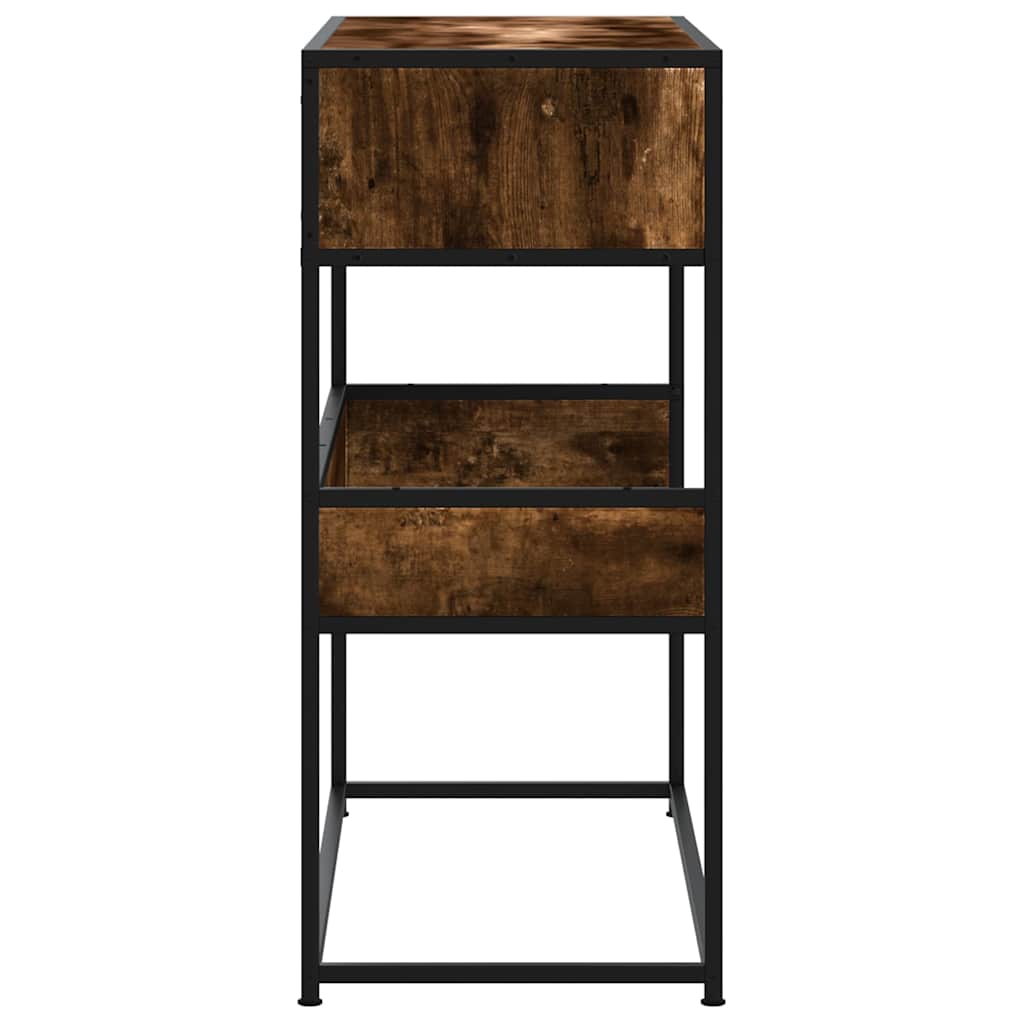 Smoked Oak Console Table 90x35x80 cm - Engineered Wood Design