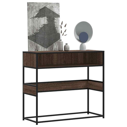 Brown Oak Console Table 90x35x80 cm - Engineered Wood