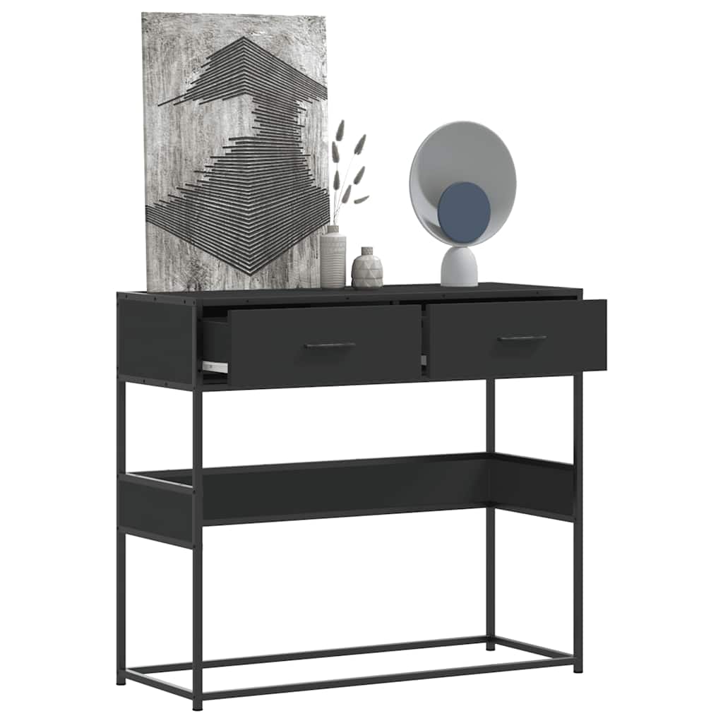 Sleek Black Console Table 90x35x80 cm in Engineered Wood