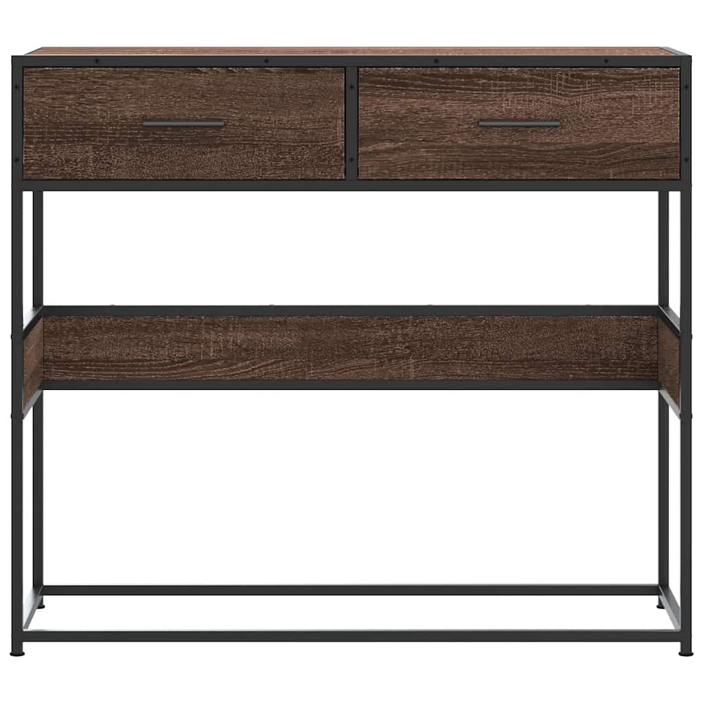 Brown Oak Console Table 90x35x80 cm - Engineered Wood Design