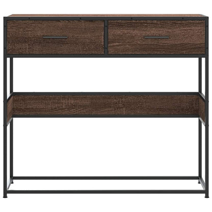 Brown Oak Console Table 90x35x80 cm - Engineered Wood Design