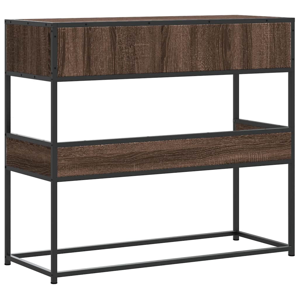 Brown Oak Console Table 90x35x80 cm - Engineered Wood Design