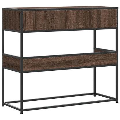 Brown Oak Console Table 90x35x80 cm - Engineered Wood Design