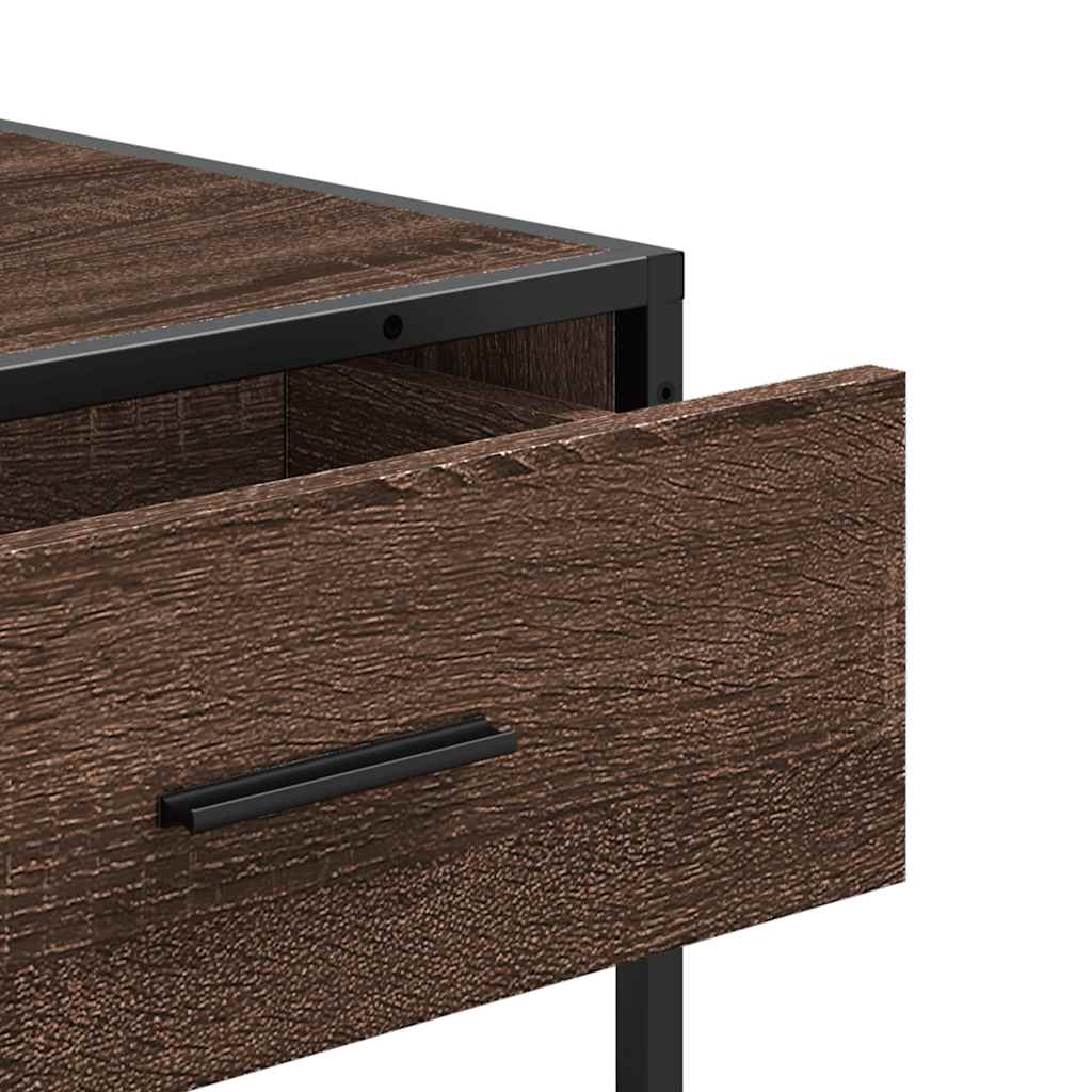 Brown Oak Console Table 90x35x80 cm - Engineered Wood Design