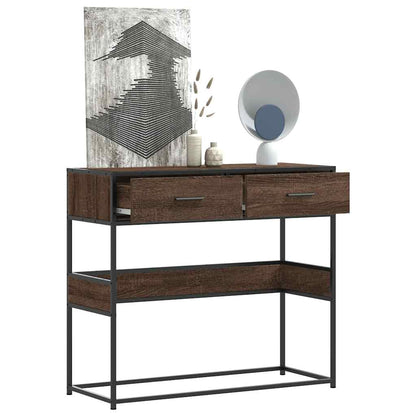 Brown Oak Console Table 90x35x80 cm - Engineered Wood Design
