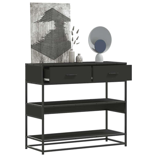 Sleek Black Console Table 90x35x80 cm - Engineered Wood Design
