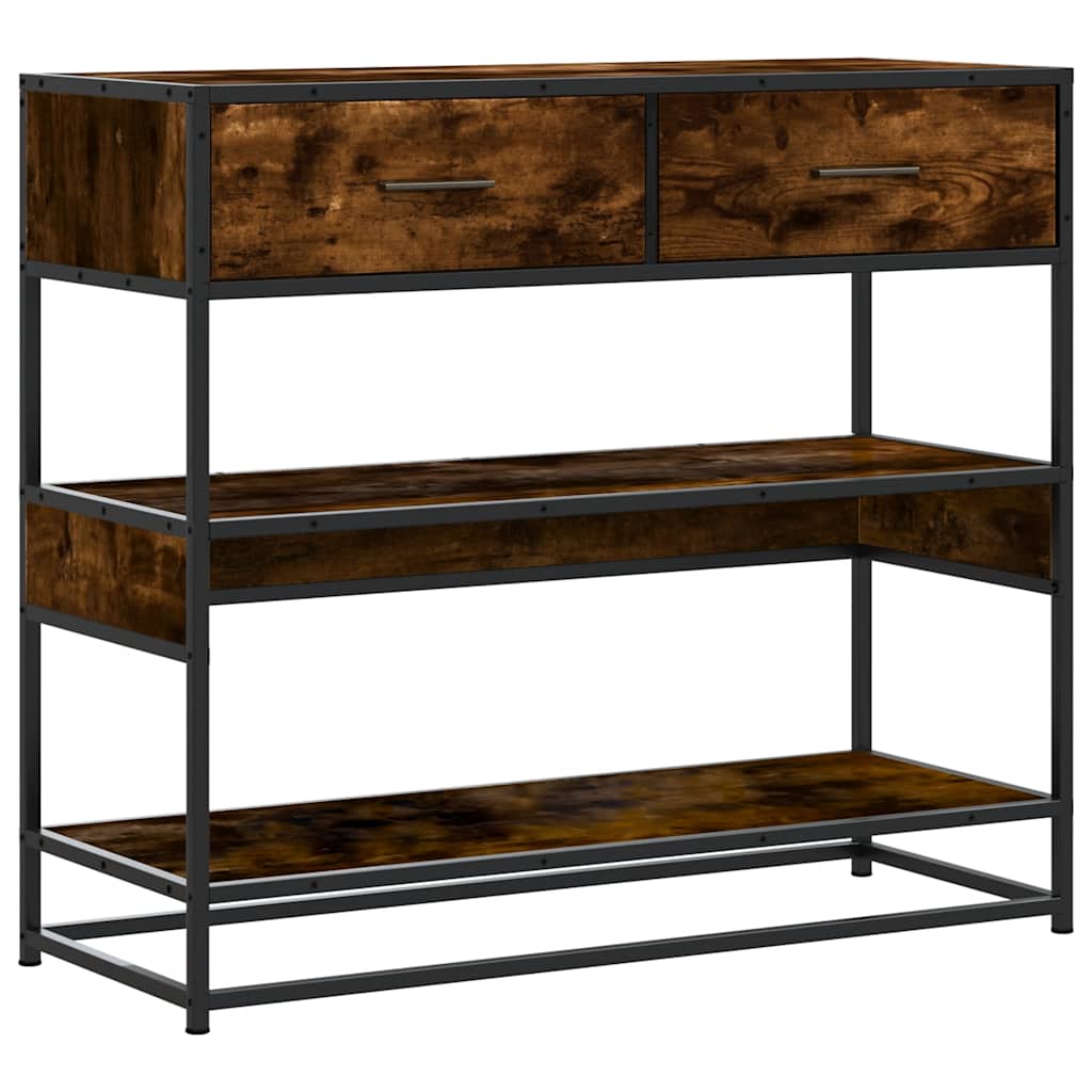 Smoked Oak Console Table 90x35x80cm - Engineered Wood Elegance