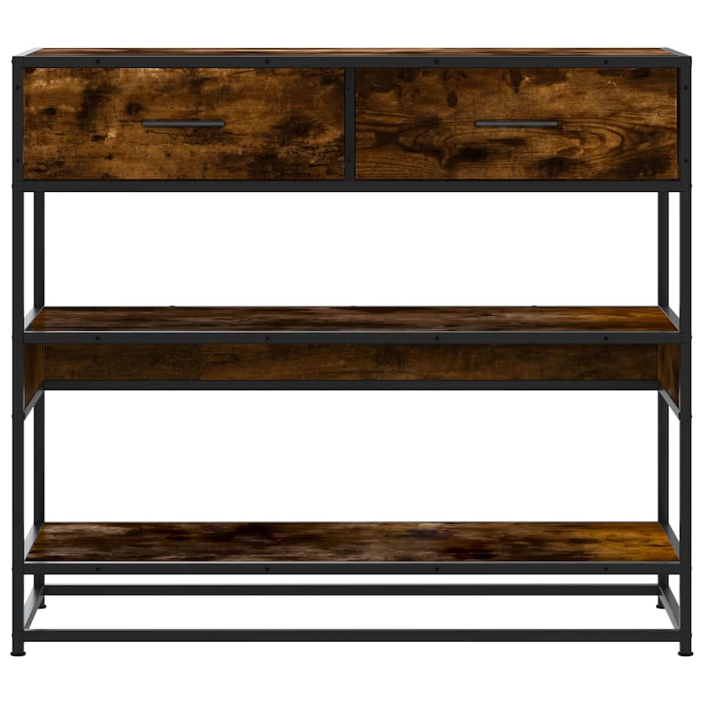Smoked Oak Console Table 90x35x80cm - Engineered Wood Elegance