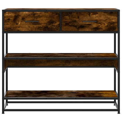 Smoked Oak Console Table 90x35x80cm - Engineered Wood Elegance