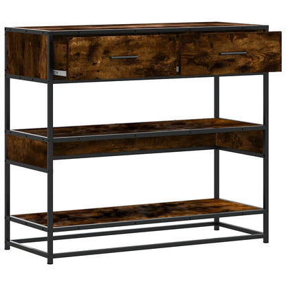 Smoked Oak Console Table 90x35x80cm - Engineered Wood Elegance
