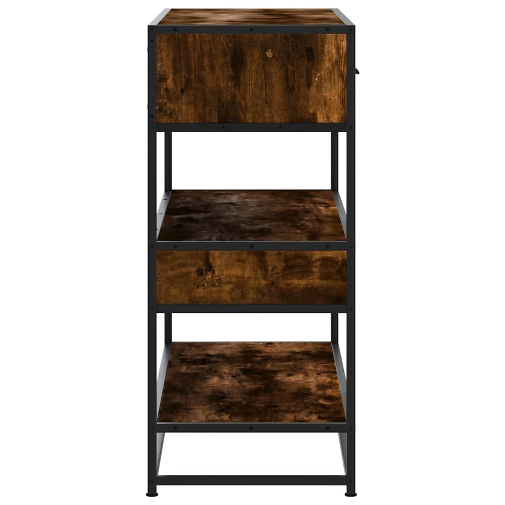 Smoked Oak Console Table 90x35x80cm - Engineered Wood Elegance