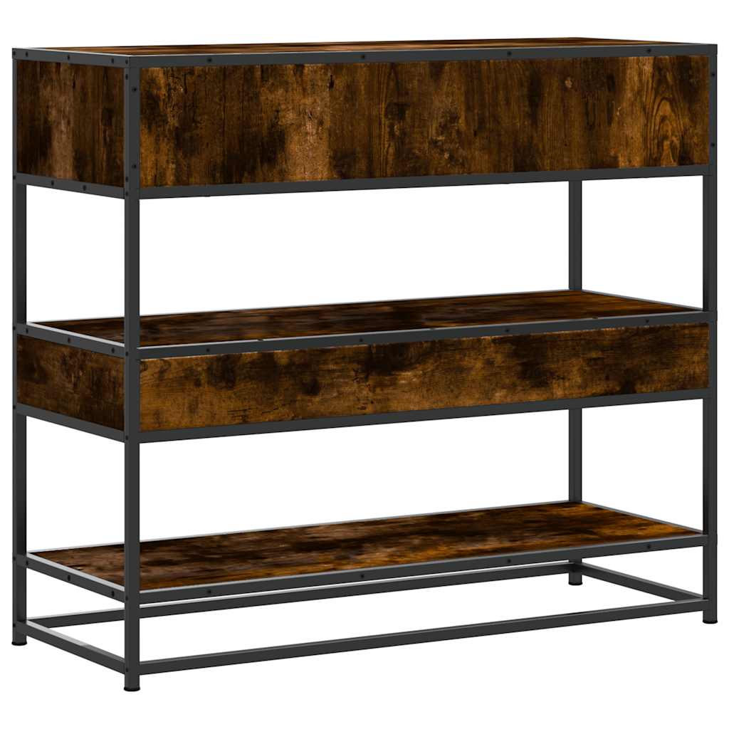 Smoked Oak Console Table 90x35x80cm - Engineered Wood Elegance