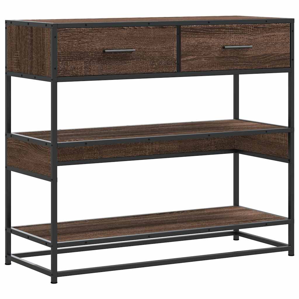 Brown Oak Console Table, 90x35x80 cm, Engineered Wood