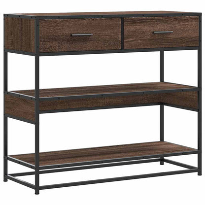 Brown Oak Console Table, 90x35x80 cm, Engineered Wood
