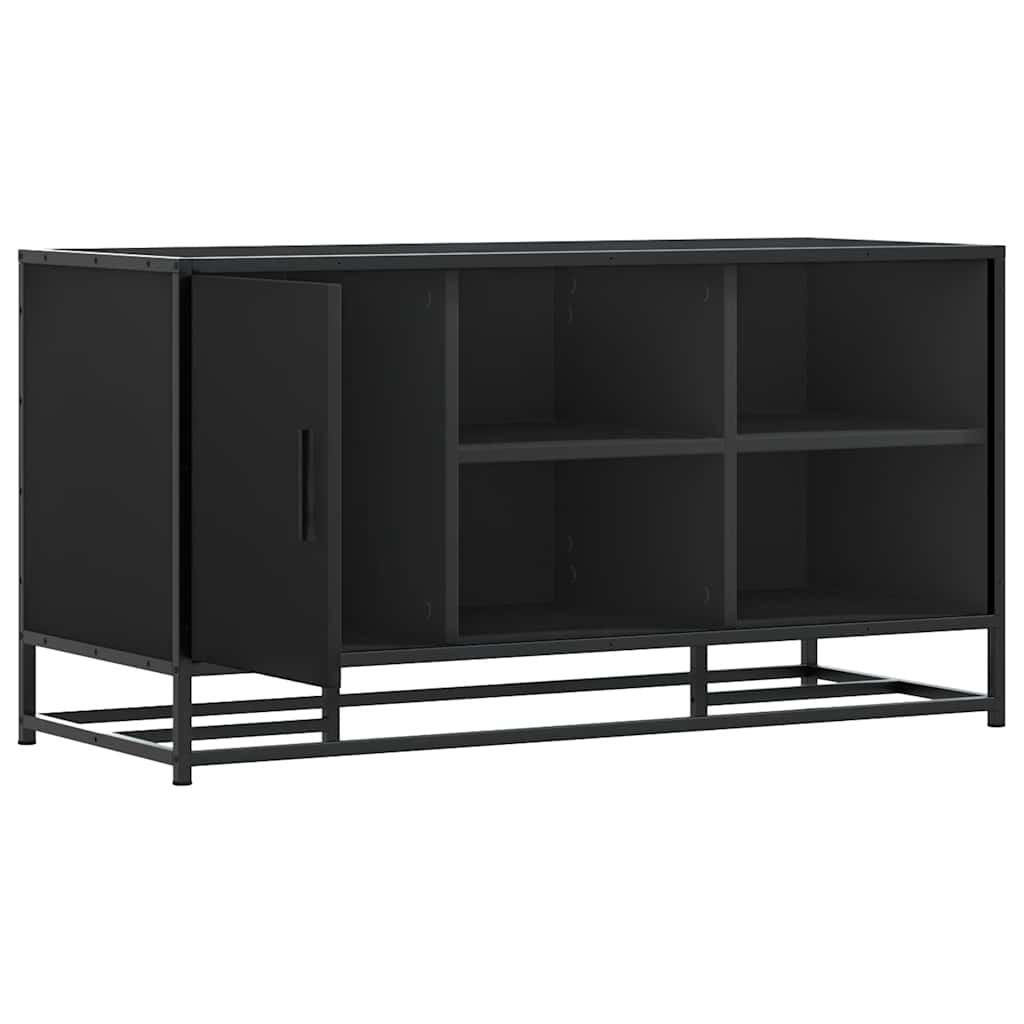 Black Shoe Bench - Engineered Wood & Metal 100x40x53.5 cm