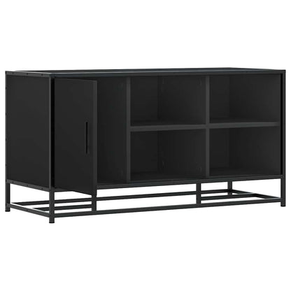 Black Shoe Bench - Engineered Wood & Metal 100x40x53.5 cm