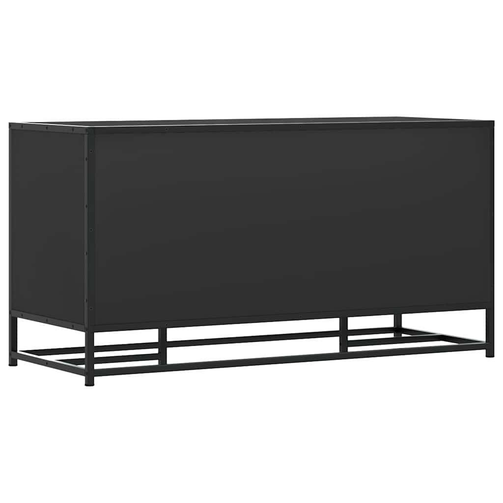 Black Shoe Bench - Engineered Wood & Metal 100x40x53.5 cm