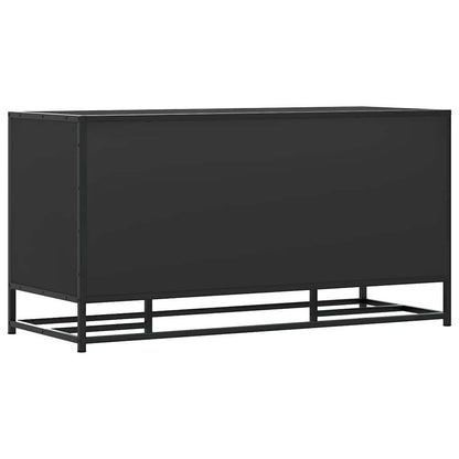Black Shoe Bench - Engineered Wood & Metal 100x40x53.5 cm