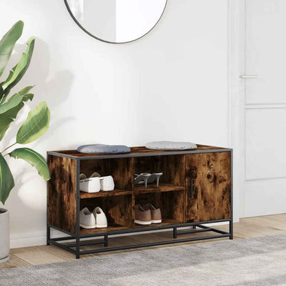 Shoe Bench Smoked Oak 100x40x53.5 cm Engineered Wood and Metal