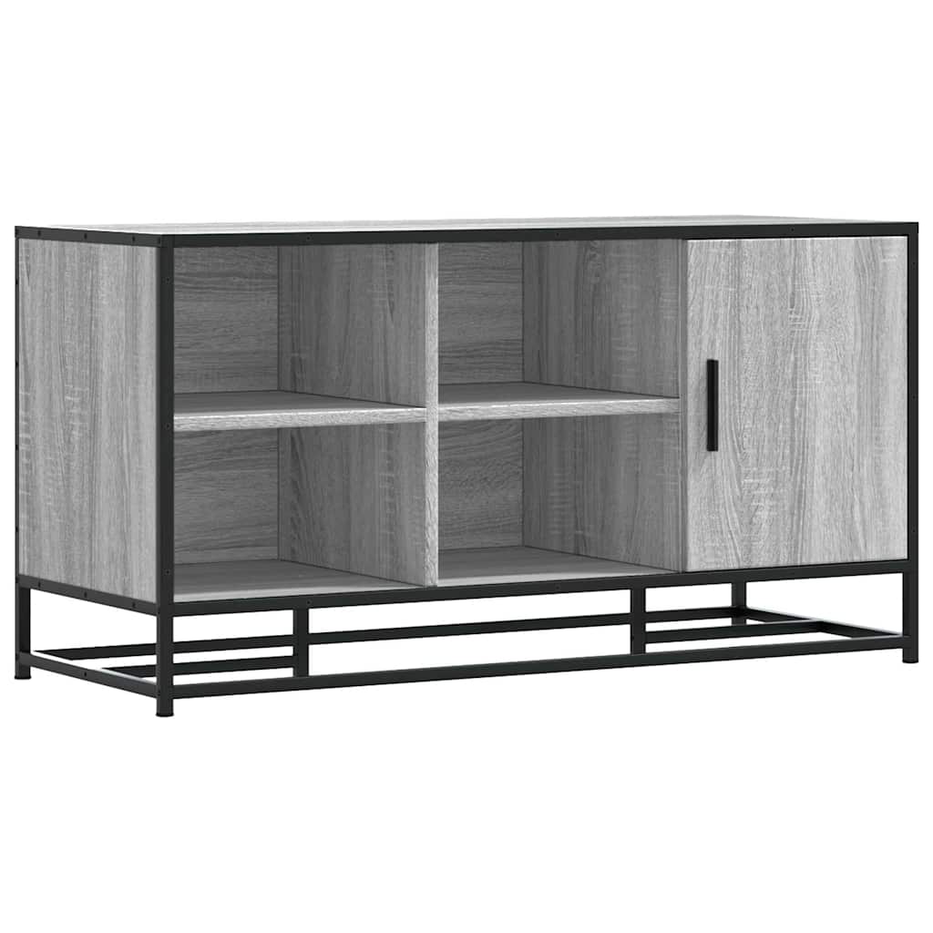 Sleek Grey Sonoma Shoe Bench 100cm - Wood & Metal Design
