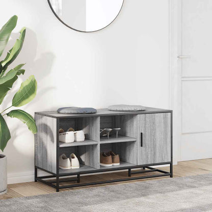 Sleek Grey Sonoma Shoe Bench 100cm - Wood & Metal Design