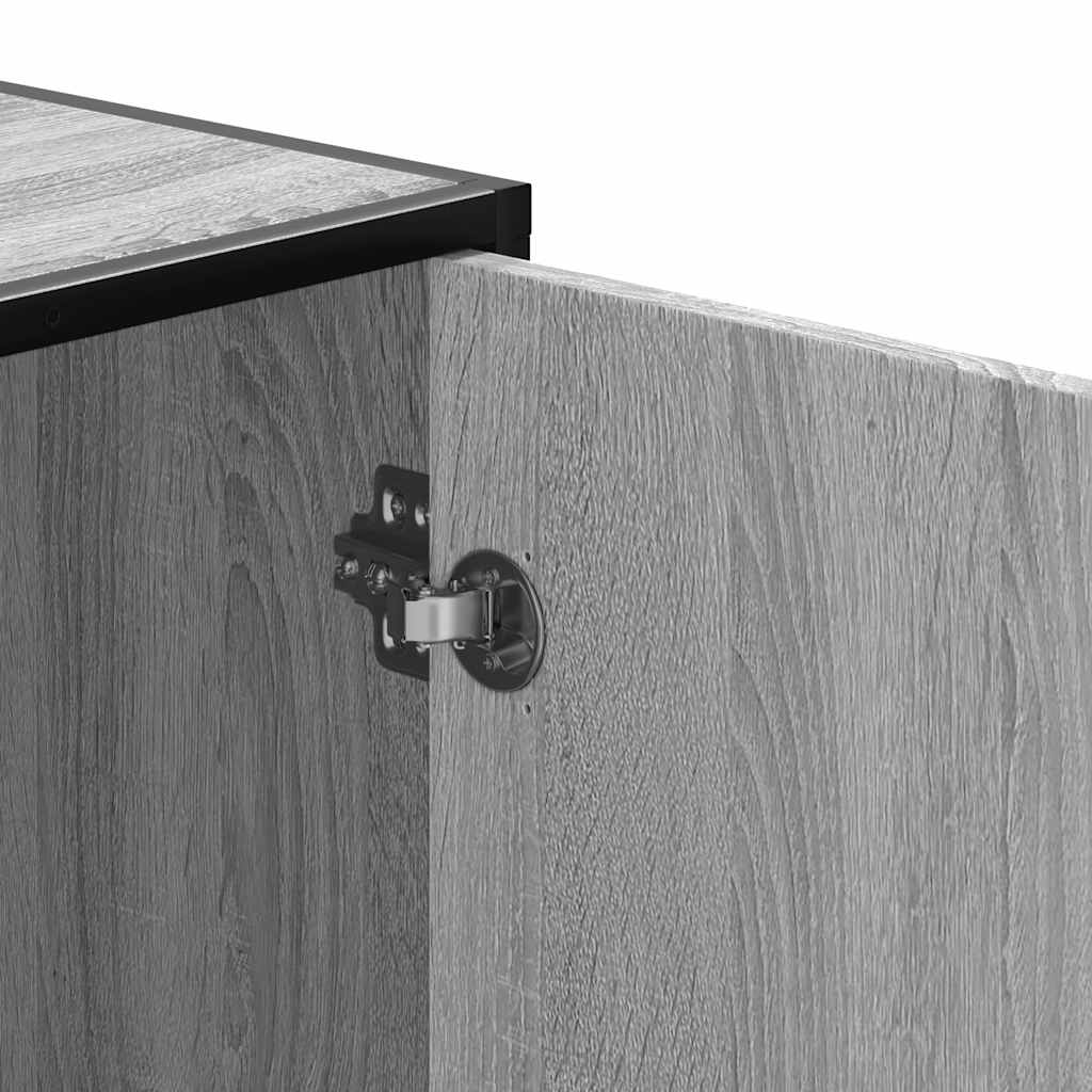 Sleek Grey Sonoma Shoe Bench 100cm - Wood & Metal Design