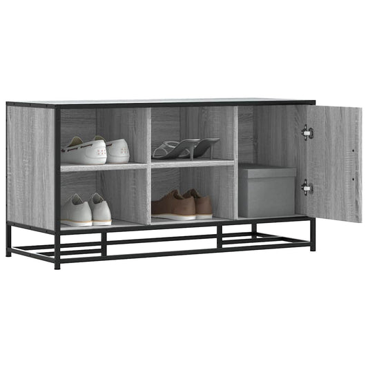 Sleek Grey Sonoma Shoe Bench 100cm - Wood & Metal Design