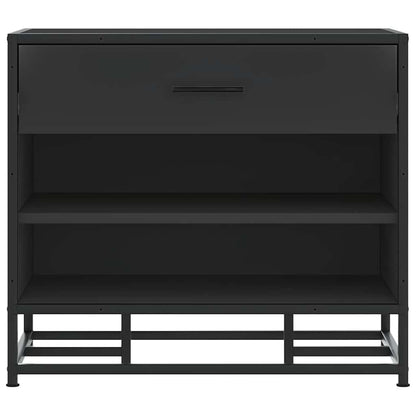 Stylish Black Shoe Bench: 60x40x53.5 cm Wood & Metal Design