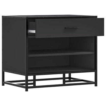 Stylish Black Shoe Bench: 60x40x53.5 cm Wood & Metal Design
