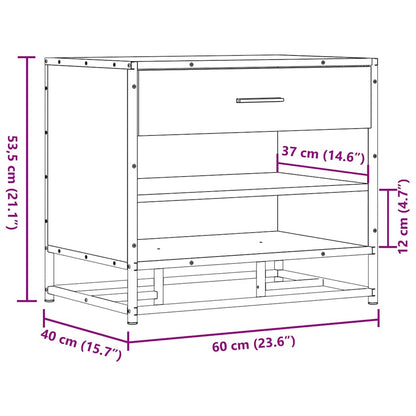 Sonoma Oak Shoe Bench 60x40x53.5 cm | Engineered Wood & Metal