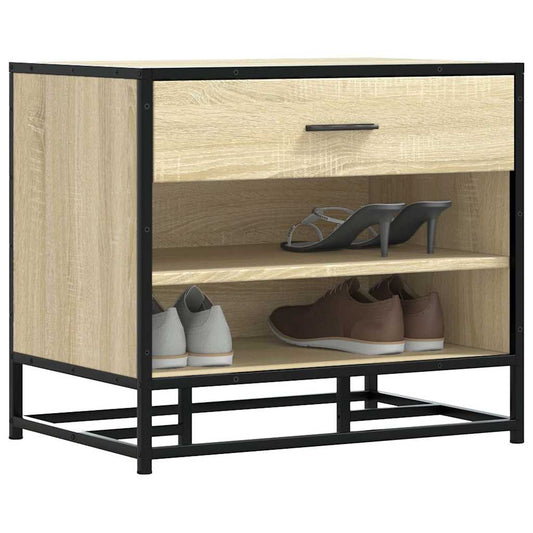Sonoma Oak Shoe Bench 60x40x53.5 cm | Engineered Wood & Metal