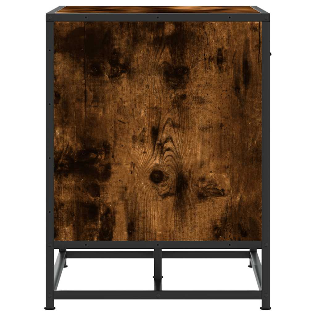 Smoked Oak Shoe Bench - 60x40x53.5 cm, Engineered Wood & Metal