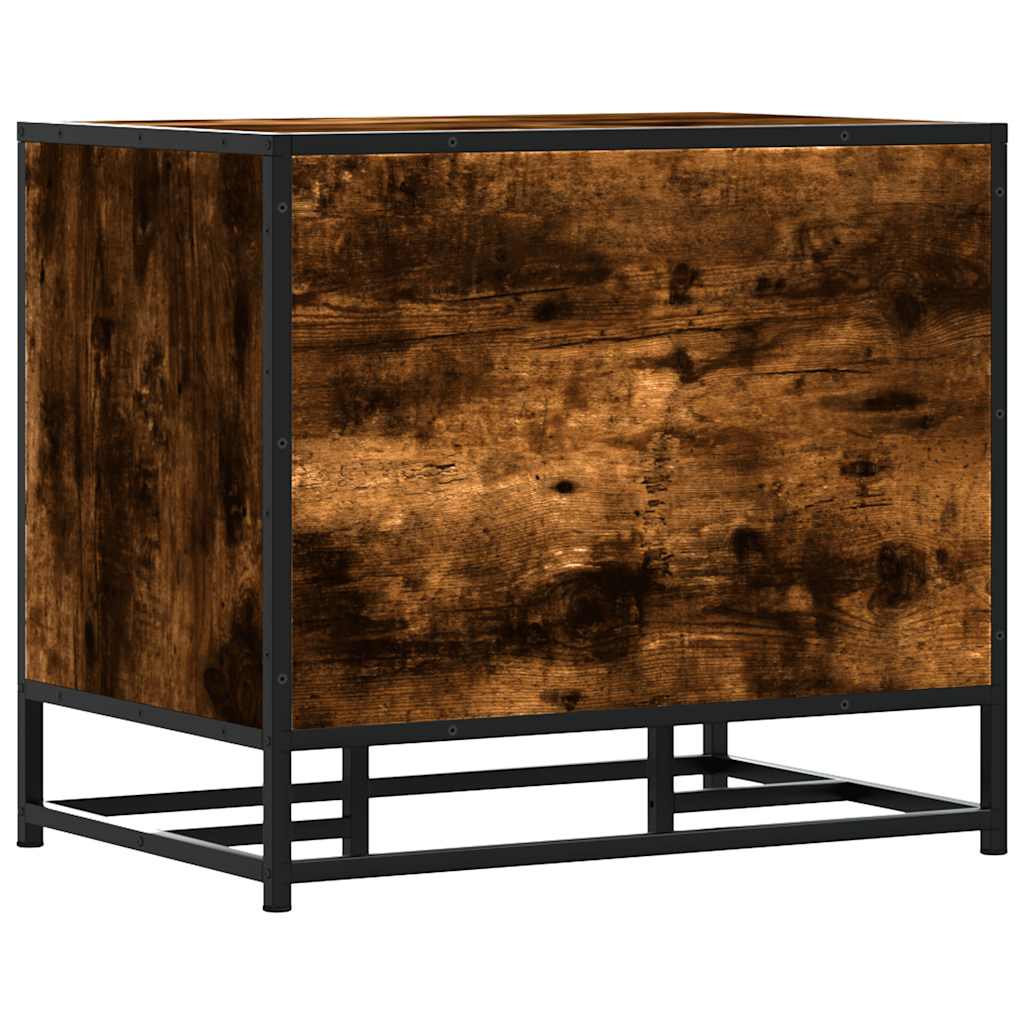 Smoked Oak Shoe Bench - 60x40x53.5 cm, Engineered Wood & Metal