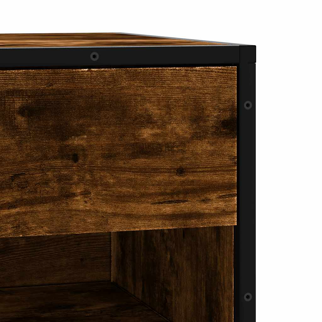 Smoked Oak Shoe Bench - 60x40x53.5 cm, Engineered Wood & Metal
