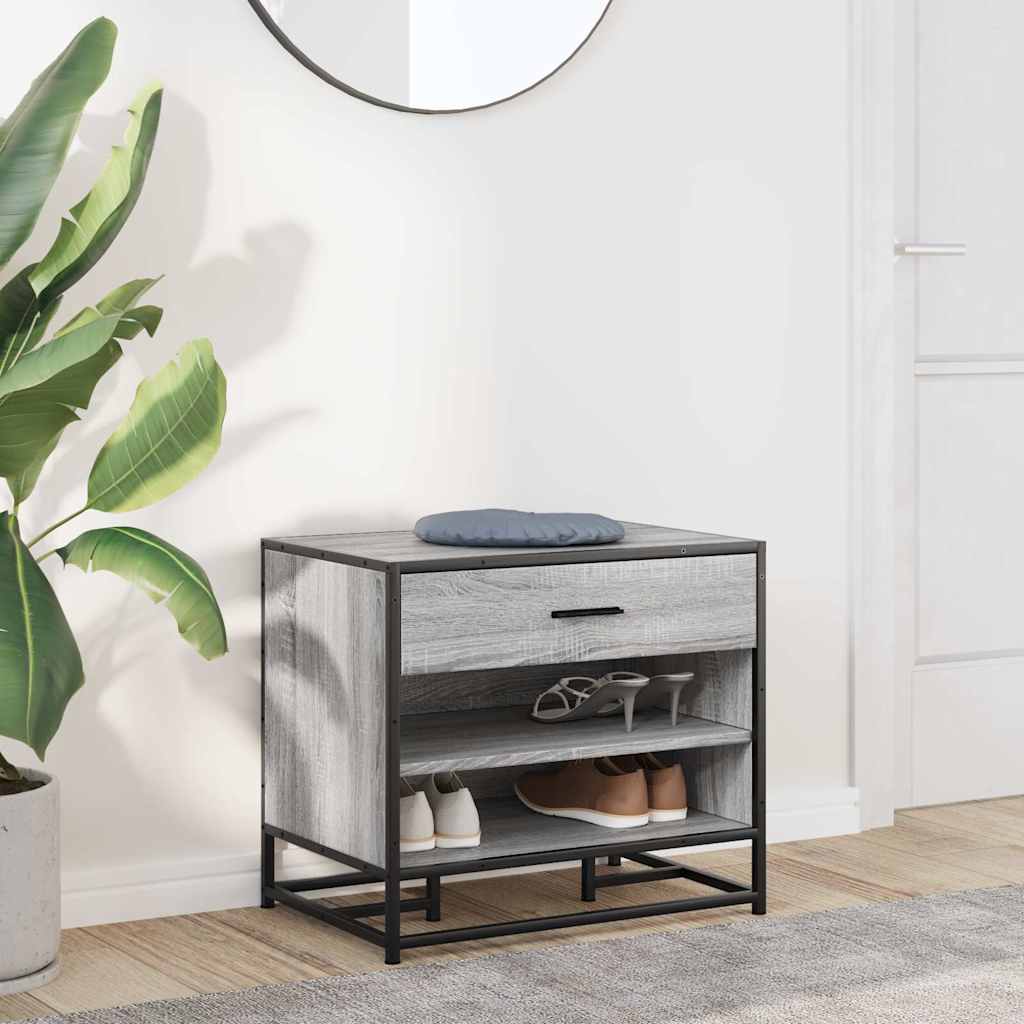 Grey Sonoma Shoe Bench 60x40x53.5 cm - Engineered Wood & Metal