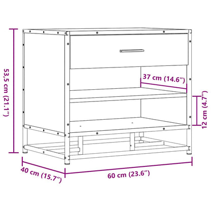 Grey Sonoma Shoe Bench 60x40x53.5 cm - Engineered Wood & Metal