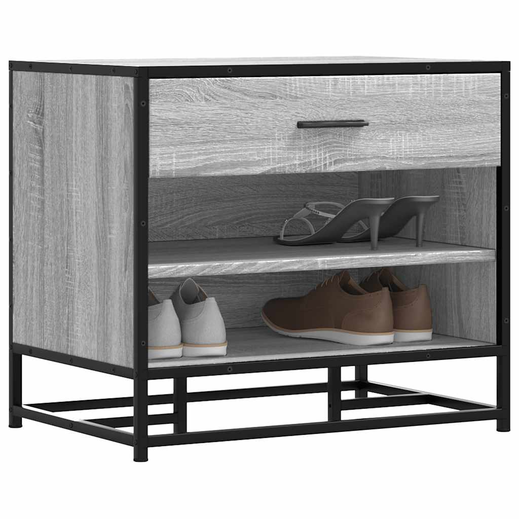 Grey Sonoma Shoe Bench 60x40x53.5 cm - Engineered Wood & Metal