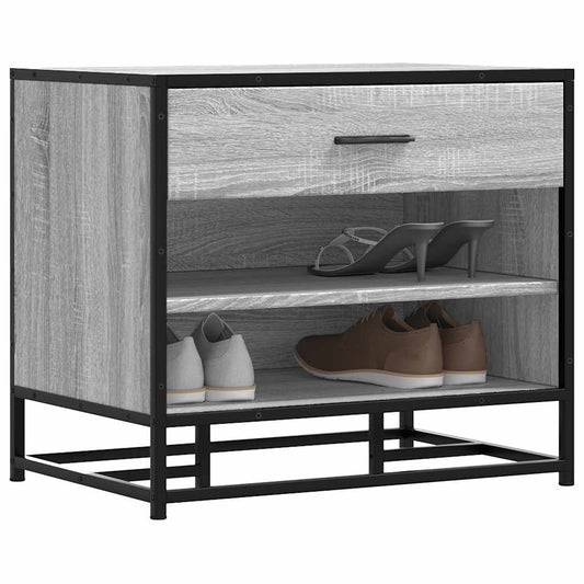 Grey Sonoma Shoe Bench 60x40x53.5 cm - Engineered Wood & Metal