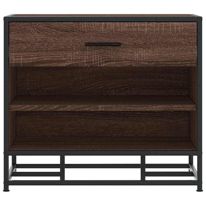 Brown Oak Shoe Bench 60x40x53.5 cm | Engineered Wood & Metal