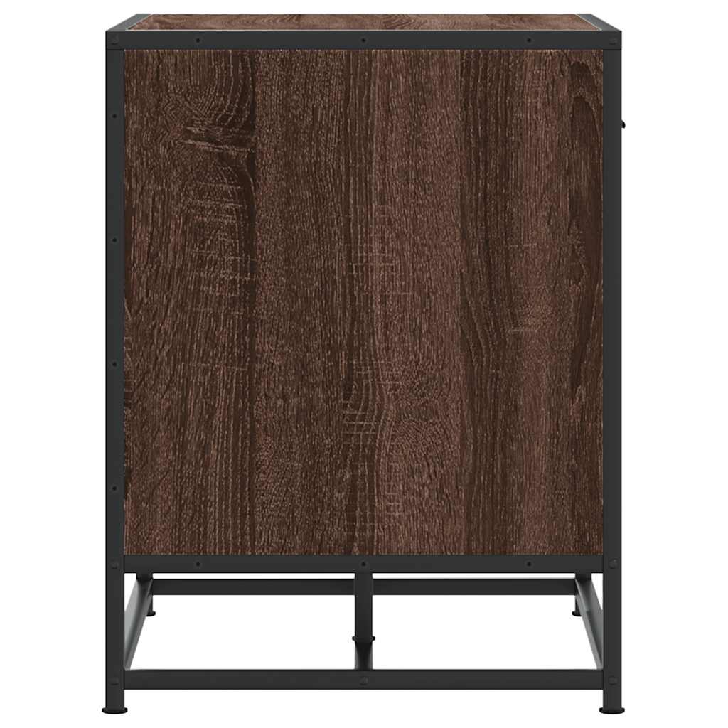 Brown Oak Shoe Bench 60x40x53.5 cm | Engineered Wood & Metal