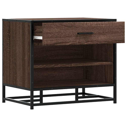 Brown Oak Shoe Bench 60x40x53.5 cm | Engineered Wood & Metal