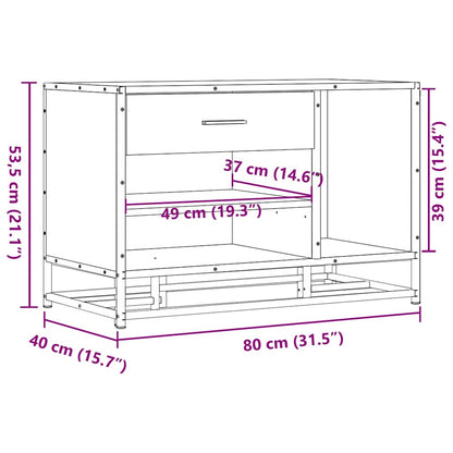 Sleek Black Shoe Bench, Engineered Wood & Metal, 80x40x53.5 cm