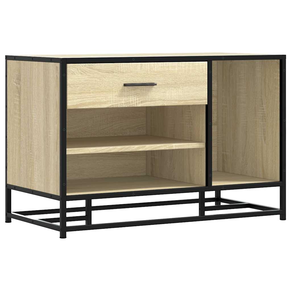 Sonoma Oak Shoe Bench 80x40x53.5cm | Engineered Wood & Metal