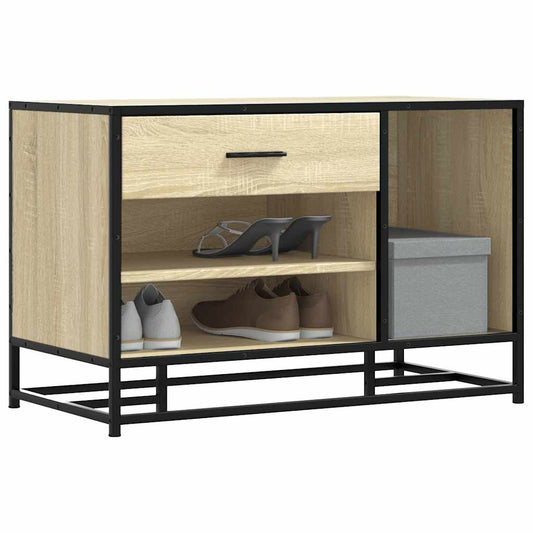 Sonoma Oak Shoe Bench 80x40x53.5cm | Engineered Wood & Metal