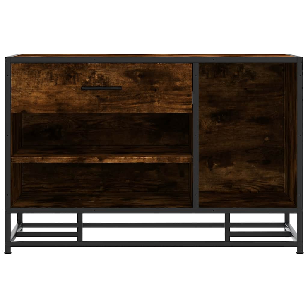 Smoked Oak Shoe Bench - 80x40x53.5 cm Engineered Wood & Metal