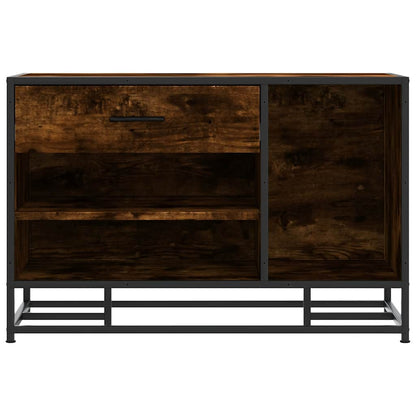 Smoked Oak Shoe Bench - 80x40x53.5 cm Engineered Wood & Metal