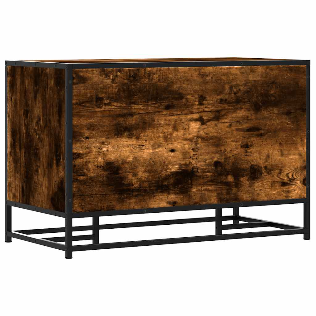 Smoked Oak Shoe Bench - 80x40x53.5 cm Engineered Wood & Metal