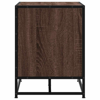 Stylish Brown Oak Shoe Bench - 80x40x53.5cm Engineered Wood & Metal