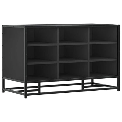 Sleek Black Shoe Bench 84x40x53.5 cm | Engineered Wood & Metal