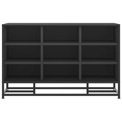 Sleek Black Shoe Bench 84x40x53.5 cm | Engineered Wood & Metal
